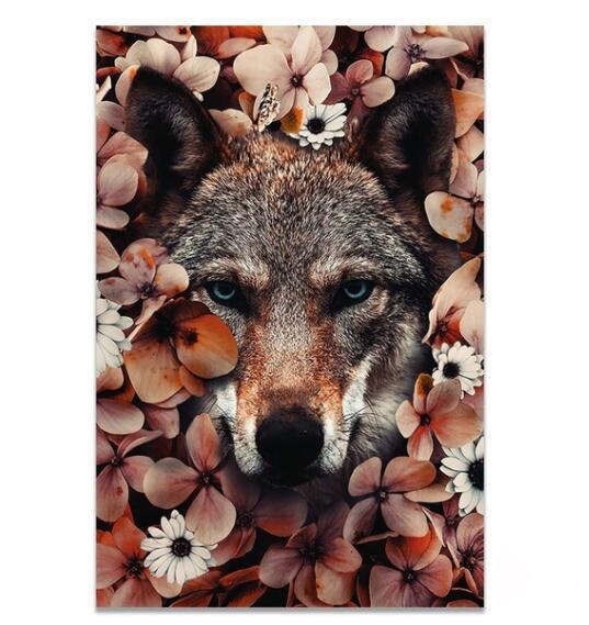 Nordic Blume Tier Wandbild Tiger Löwe Zebra Poster Und Druck Wandbild Wohnzimmer Leinwand Moderne Klassische Dekorative Malerei