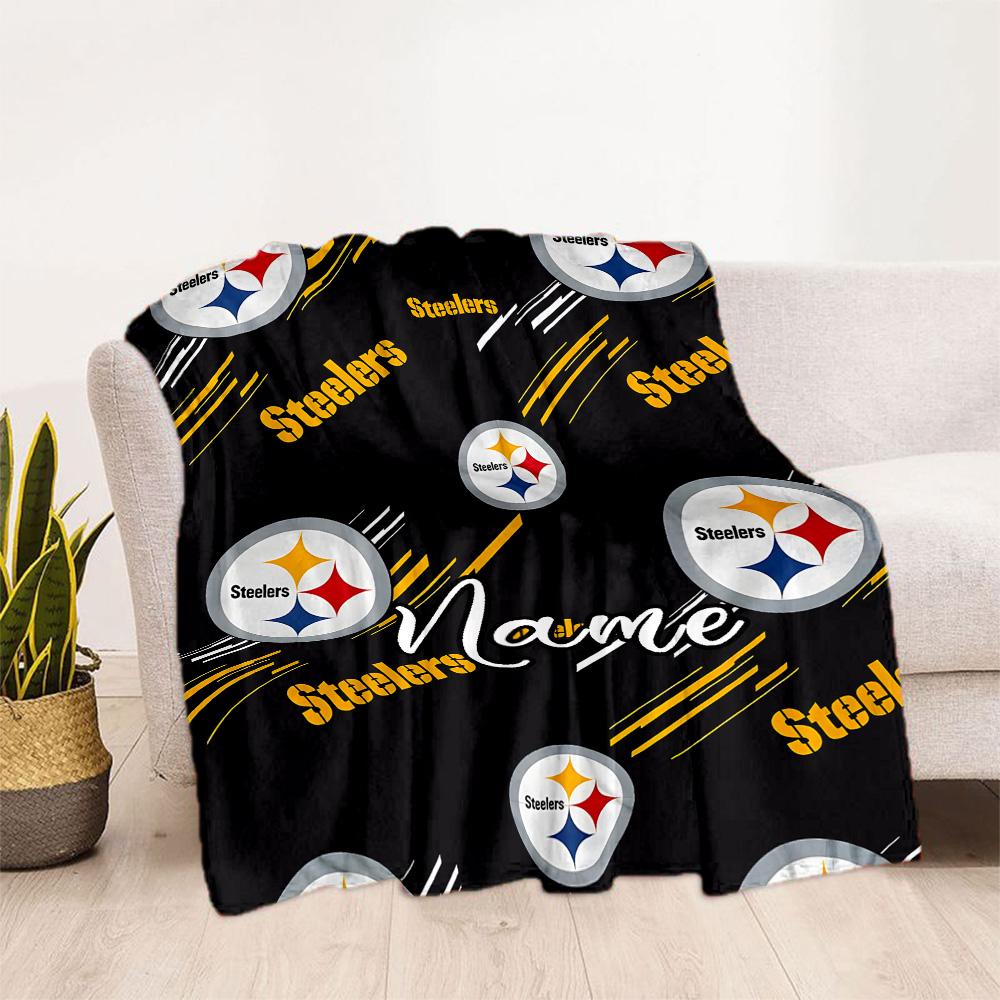 Steelers Teamgeist Personalisierte Namensdecke Mehrzweck-Anpassbare Decke Warme Dekoration Vielseitig für Heimdekoration Bürostuhl Meeresufer