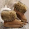 Short Thick-soled Snow Boots Women's Winter Cotton Shoes Solid Color Plush Casual Fluffy Mouth Large Size Snow Boots