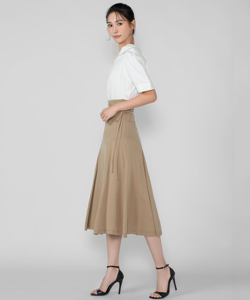 Hye Young Kim Tencel Double Waist Band Skirt - Yellow Ochre