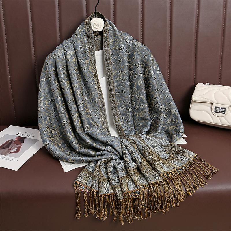 New Winter Women Cotton Jacquard Scarf Big Shawl Fashion Elegant Lady Long Printing Decorate Scarves Sun Protection Bandana