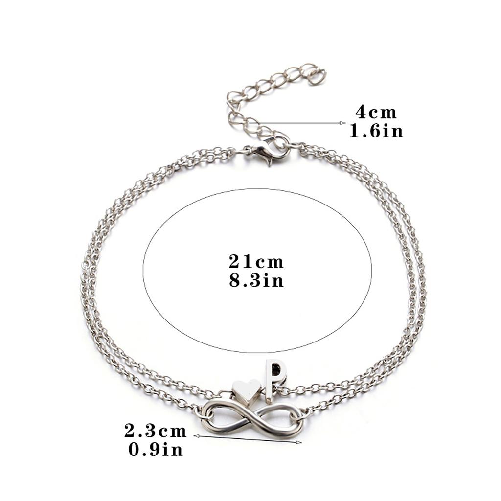 Letter Double Foot Chain Infinite Love Chain Dámský řetízek na nohy Letní dárek Plážový dárek pro matku