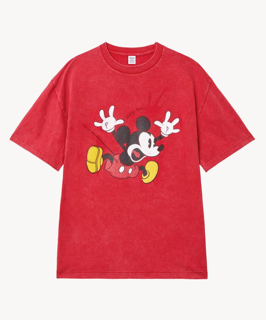 VTWO Fade Wash Jumping _Mickey_ T-Shirt (Red)