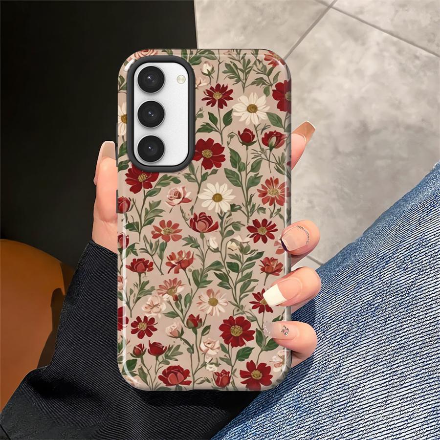 Soft Cover Capa Phone Case for Samsung Galaxy S25 S20 FE S23 A26 S25Ultra A16 S23Ultra A56 S24 Ultra A36 Retro Little Flower