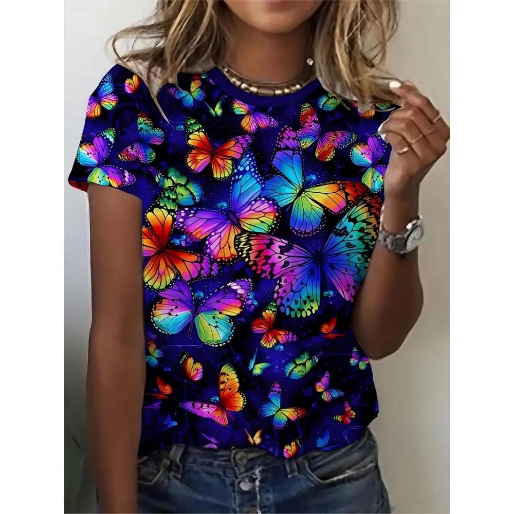 Women's T-shirt Plus Size 3D Printed Casual Loose and Fashionable Short Sleeved T-shirt, Soft, Comfortable, Breathable
