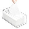 Boîte à mouchoirs carrée en acrylique transparent, couvercles de boîte rectangulaires, supports de boîte à serviettes pour le visage de salle de bain, distributeur de feuilles de séchage transparentes pour table