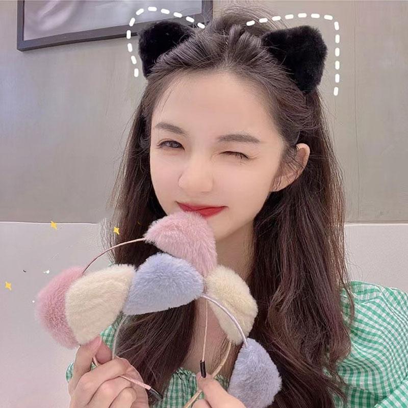1Pc Hair Accessory Cute Plush Cartoon Headband Daily Use Cat Ear Decoration
