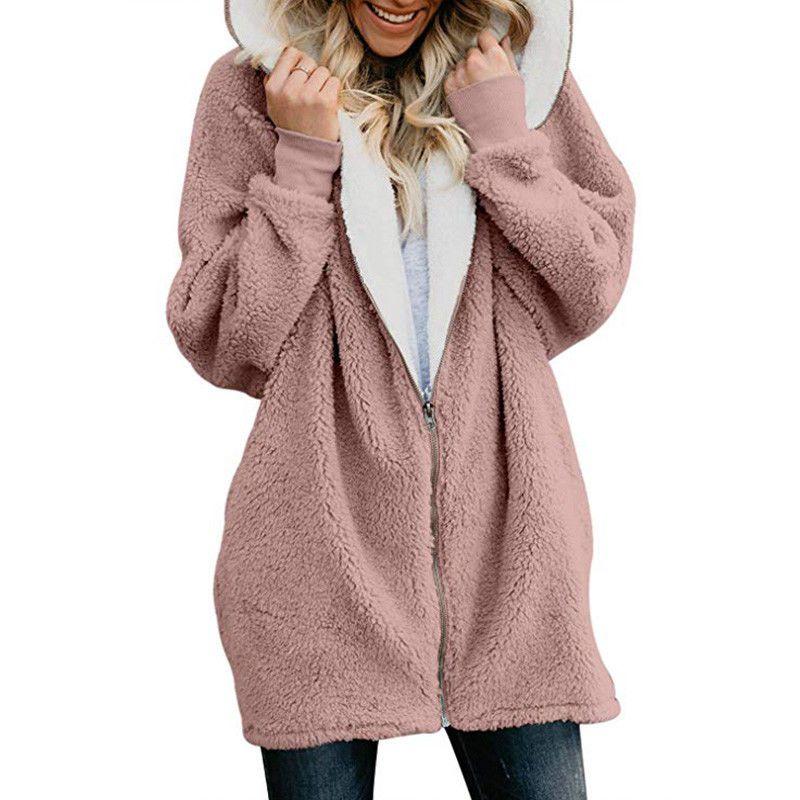 Cozy Women Ladies Warm Teddy Bear Fluffy Coat Hooded Faux Fleece Jacket Outwear For Ultimate Comfort