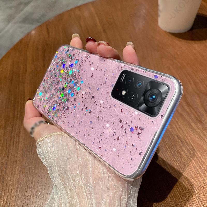 Transparant Glitter Telefoonhoesje Voor Xiaomi 13T Pro 12T 11T Pro Poco X5 Pro Redmi Note 12 11 10 Pro Verloop Regenboog Pailletten