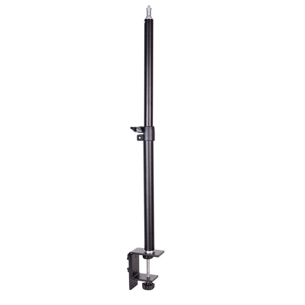 Telescopic Phone Stand with Strong Clamp for Live Broadcasts and Overhead Food Photography, Includes Fill Light