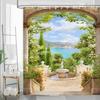3D Landscape Garden Shower Curtain With Hook Floral Bathroom Decorative Shower Curtain Waterproof 180X 180Cm