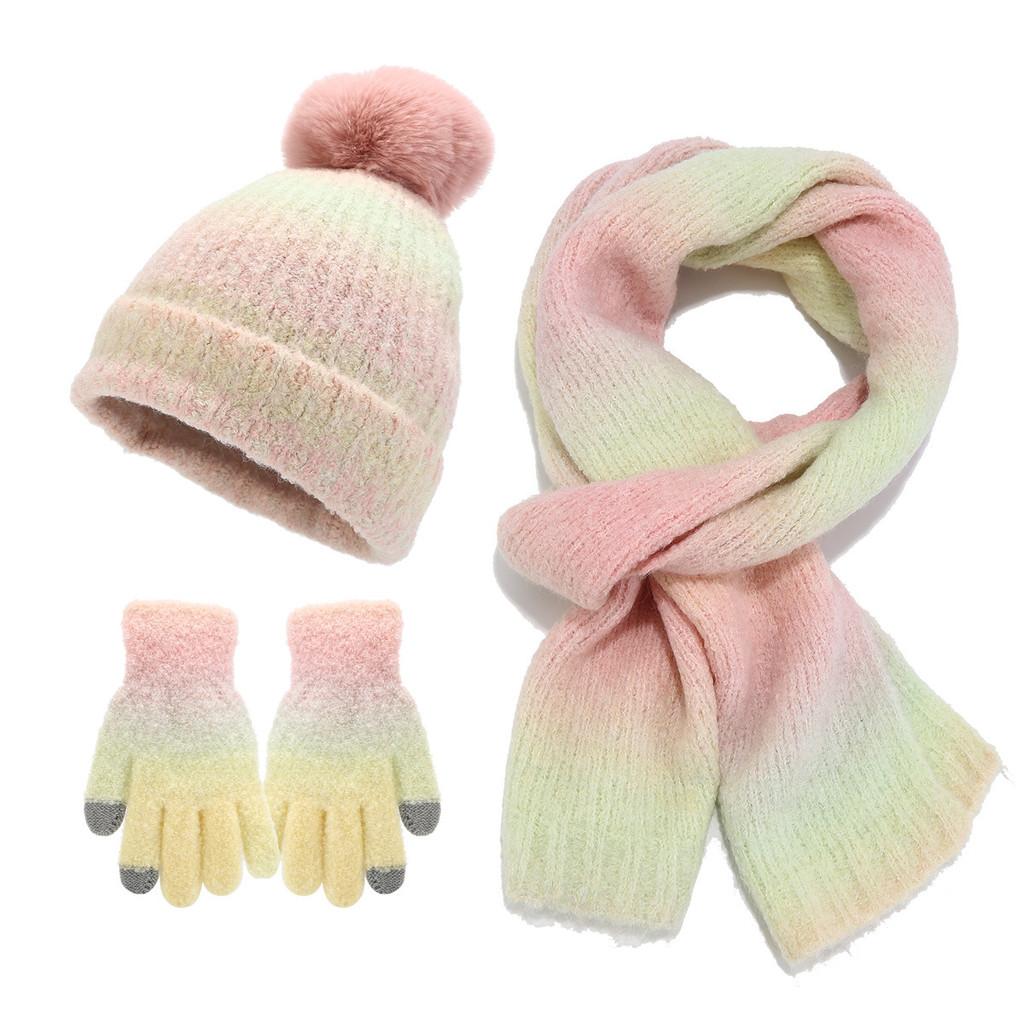 Acrylic Knit Hat Scarf Gloves Set For Fall Casual Womens Fashion Accessory Pack