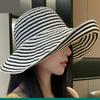 Chapeaux d'été pour femmes Chapeau de soleil Pliable Rayé à larges bords Décontracté Chapeau de soleil Pare-soleil