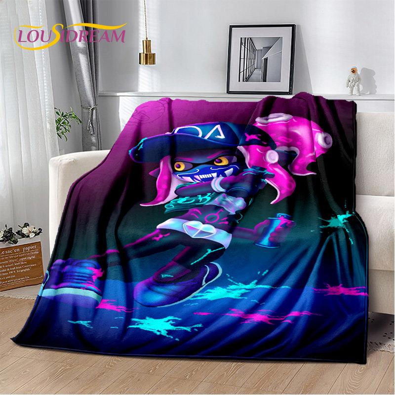 Spellen, Splatoon, Cartoon Zachte Pluche Deken, Flanellen Deken Deken voor Woonkamer Slaapkamer Bed Bank Picknickhoes Bettdecke