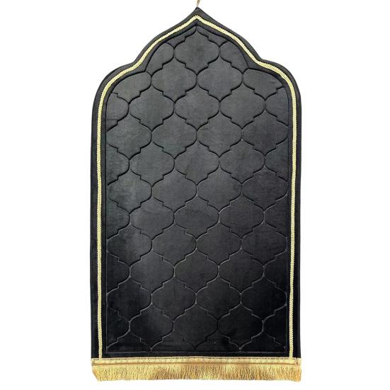 Embossed Prayer Mat Islamic Flannel Prayer Rug Portable Anti-Slip Padded Prayer Mat for Mosque Umrah Hajj Ramadan