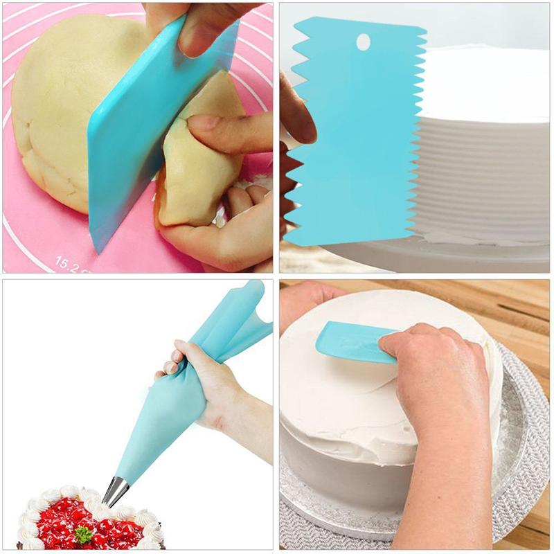 3Pcs/Set Cream Scraper Irregular Teeth Edge Spatulas Dough Cake Baking Scraper Fondant Cake Slicer Pastry Cutter Tool DIY Decorating