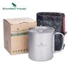 Pure Titanium Camping Cup With Foldable Handle Lid Portable Outdoor Water Bottle Hiking Coffee Tea Boiling