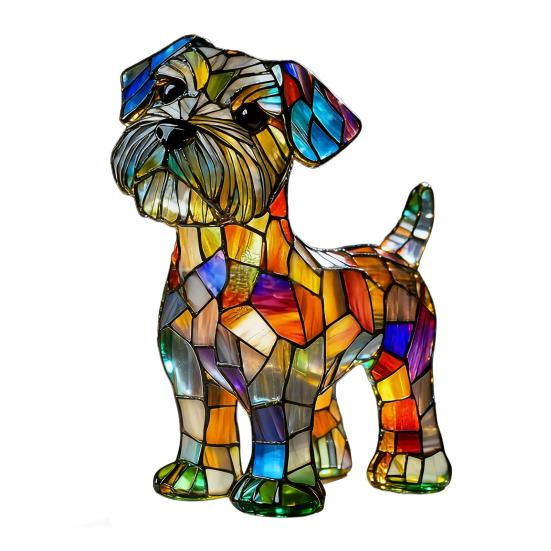 Vitray Köpek Lambası USB Güçlü Retro Reçine Gökkuşağı Köpek Masa Lambası Yatak Odası Masası Ev Dekorasyonu İçin Sevimli Yavru Köpek LED Gece Lambası Köpek Severler İçin Hediye