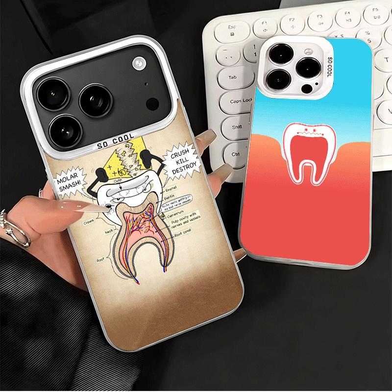 Tooth Dentist Pattern Shockproof Phone Case for iPhone 18 17 Air 16 16E 15 Pro Max 14 Plus 13 Mini 12 Back Cover Anti Fall Fundas
