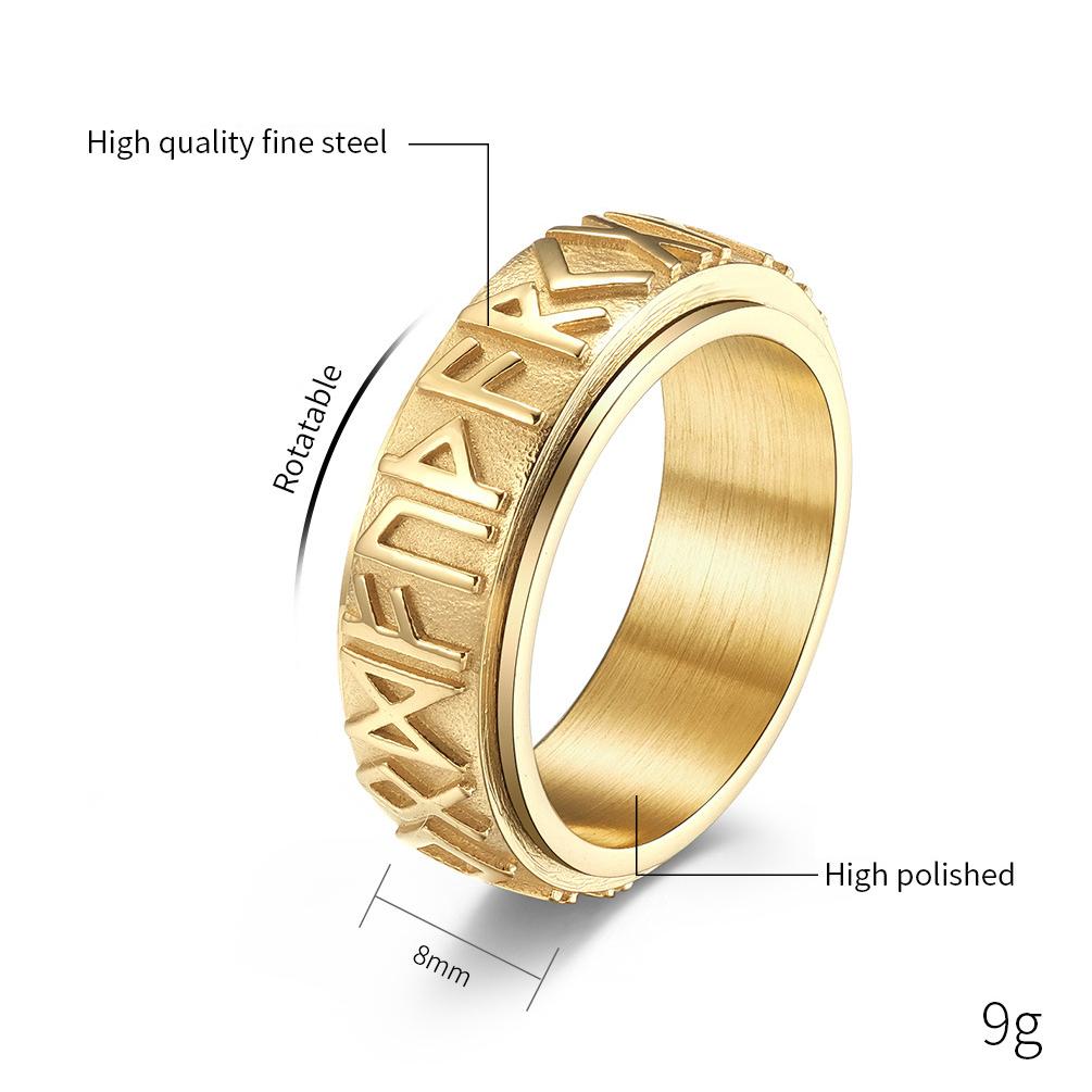 Vintage Odin Norse Viking Rune Rings For Men Women Viking Stainless Steel Spinner Fidgets Ring Retro Rock Party Jewelry Gift