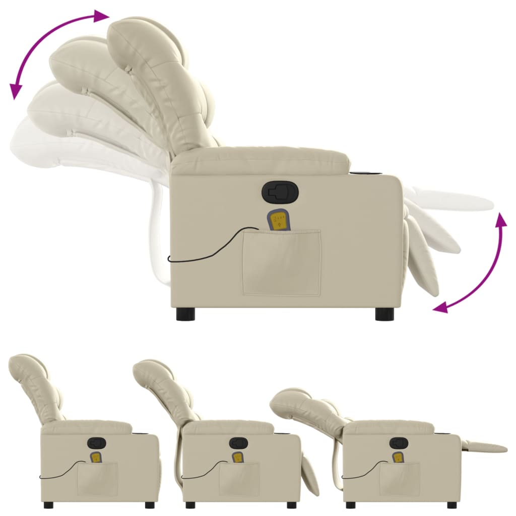 Massage Chair with Relax Function Artificial Leather Cream