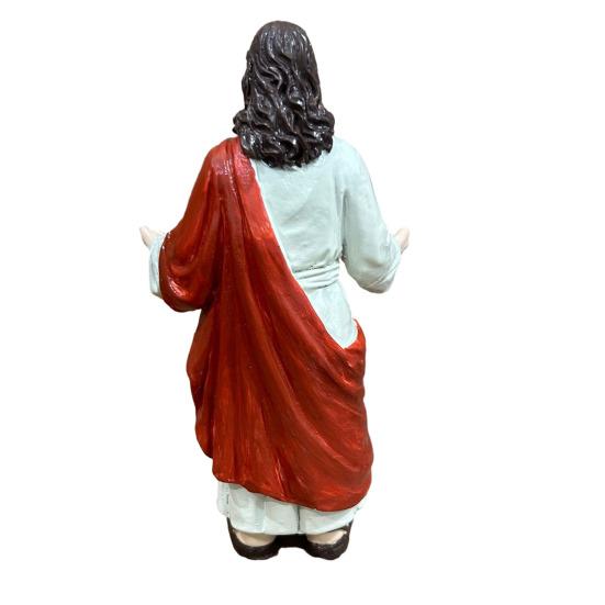 5 Inch Jesus Figurine with Open Arm Hand Painted Religious Jesus Statue Resin Christian Sculpture for Spiritual Collection Home Decor
