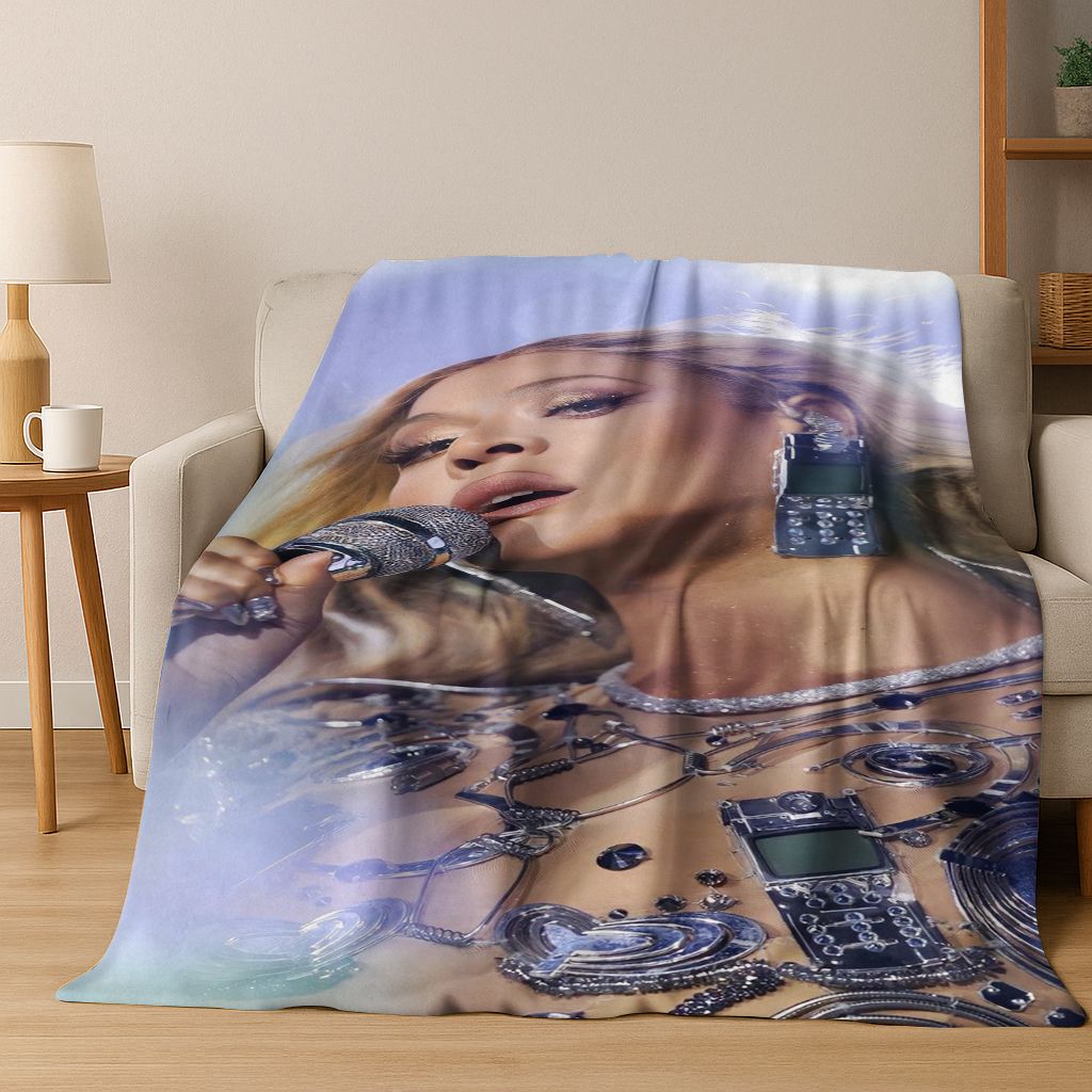 Fashion Pop Music Beyonce Art Flannel Blanket,Cozy Soft Throw Blanket for Home Bedroom Bed Sofa Picnic Office Cover Gift Kid