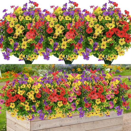 Artificial Flowers for Outdoors UV Resistant Realistic Faux Plants Fake Eucalyptus Flowers Bulk for Vase Flower Arrangement Front Porch Spring