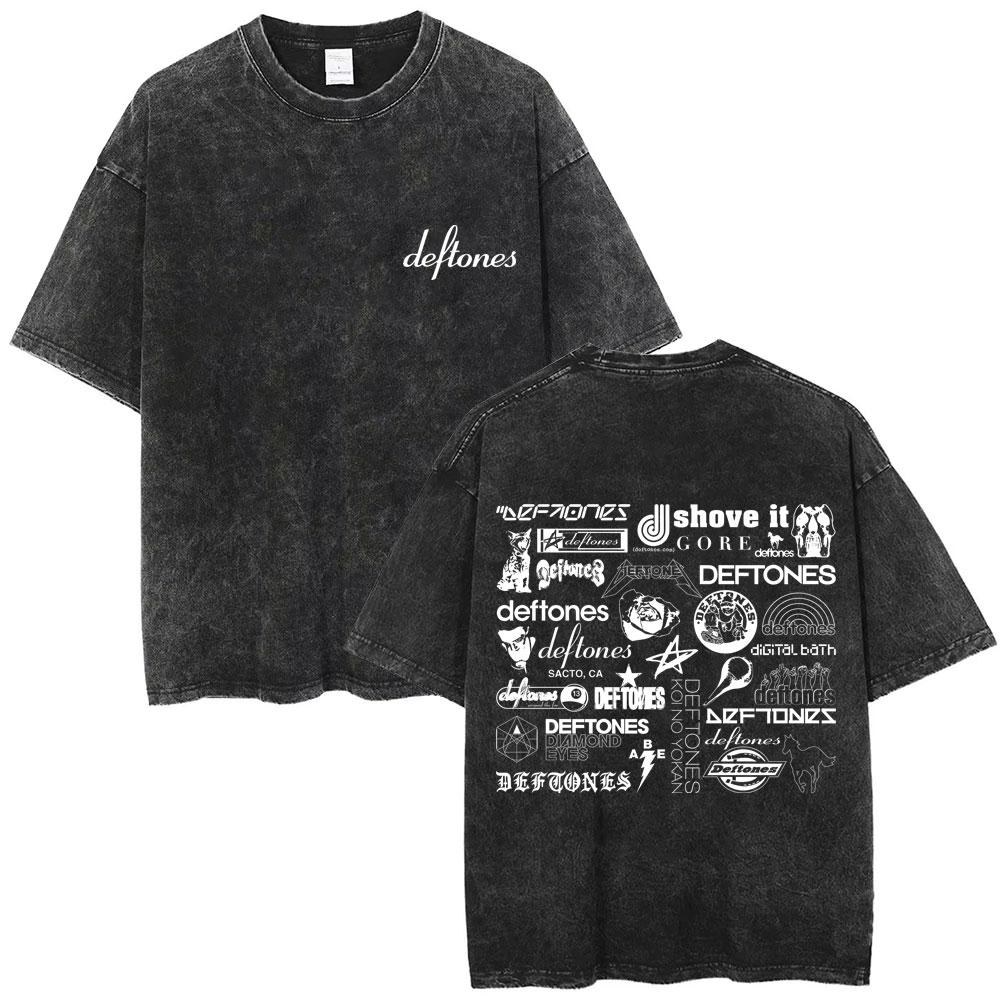 Washed Vintage Rock Band Deftones Private Music Snake Graphic T Shirt Men Fashion Oversized T-shirts Unisex Streetwear