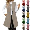 Women's Fashionable Casual Lapel Buttoned Waistcoat Sleeveless Solid-Colour Jacket