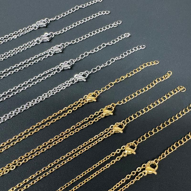 Women's Stainless Steel O-Shaped Cross Chain Necklace - Titanium DIY Clavicle Jewelry