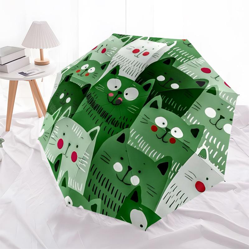 1pc Cat Pattern Automatic Open/close Umbrella, 8-Rib sturdy structure, Portable Travel Umbrella, Parties, Everyday Use, Outdoor Accessory, A
