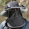 Solar Fan Hat with Face Guard Neck Flap UV Protection Hat with Solar Fan Rechargeable Breathable Men Summer Outdoor Fishing Wide Brim Bucket Cap