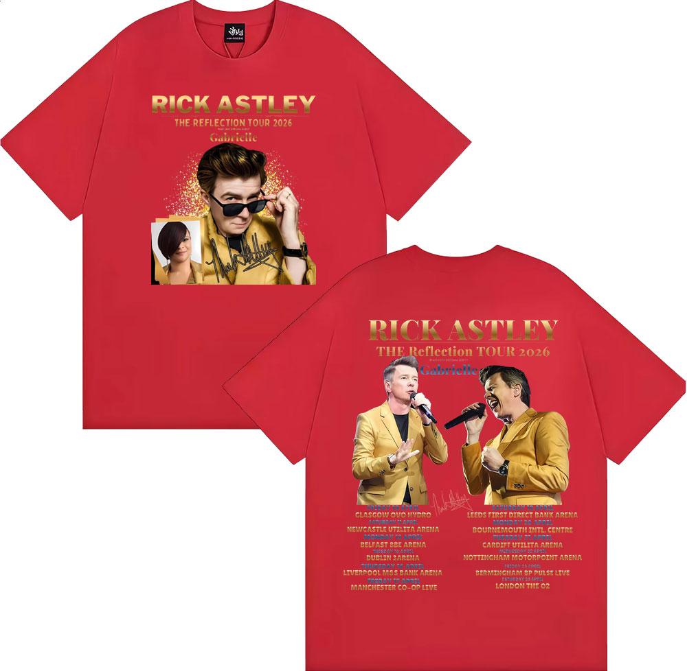 Rick Astley Reflection Tour 2026 Printed T Shirt Unisex Women Fashion Classic Comfort 100 Cotton TShirt Oversized ONeck Tshirts