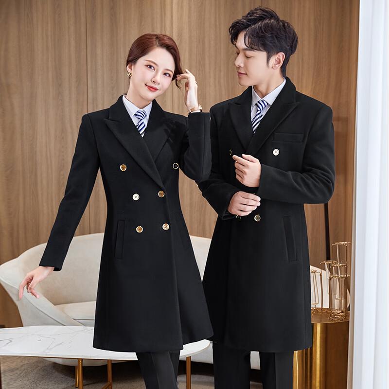 Unisex Thickened Wool Blend Mid-Length Work Coat