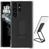 Husă Silicon - Booling - pentru Samsung Galaxy S22 Ultra - Antișoc - Suport Ajustabil - Negru Transparent