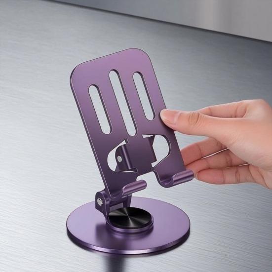 Phone Holder Foldable 360° Rotation Adjustable Desk Stand Metal Anti-Slip Silicone Pad Bracket for Phones Tablets