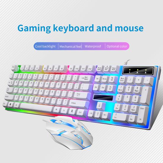 2 Stück/Set G21B Office-Maus mit Hintergrundbeleuchtung für mechanische Gaming-Tastatur, kabelgebunden, USB, für das Büro