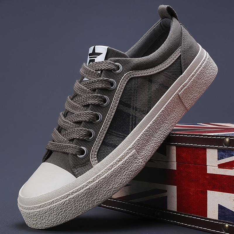 Frühling Neue Herrenschuhe Bequem und Vielseitig Trendig und Lässig Herren Canvas Schuhe Flach Low Top Schnürschuhe