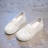 Leather Hollow Nurse Shoes with Soft Soles for Women Comfortable Breathable Non Slip Flat Shoes Medical Work Small White