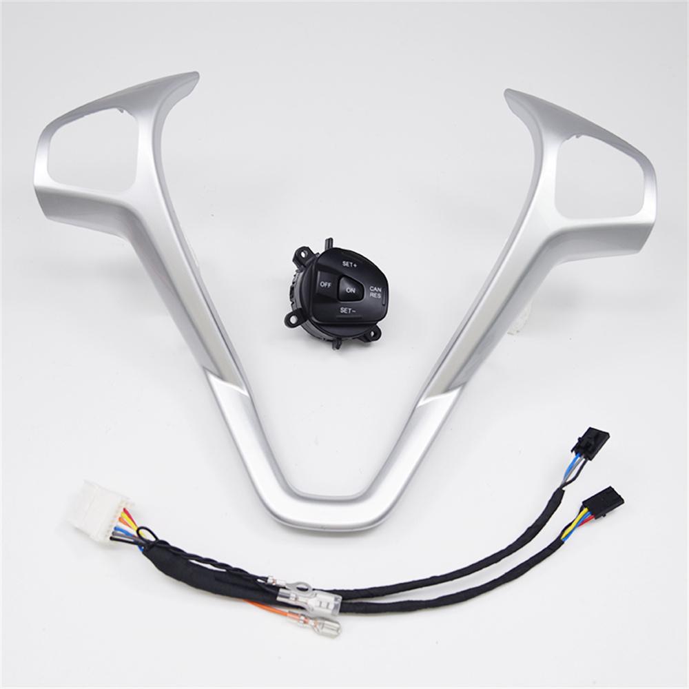 Blue Steering Wheel Frame Panel Cover Decorative+Right Cruise Button For Ford