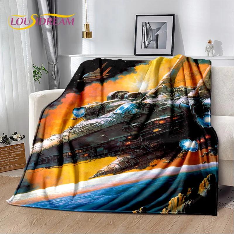 Vaisseau spatial Vaisseau spatial Univers OVNI Couverture, Flanelle Douce Plaid pour Maison Chambre Lit Canapé Pique-nique Bureau Randonnée Enfants Couverture
