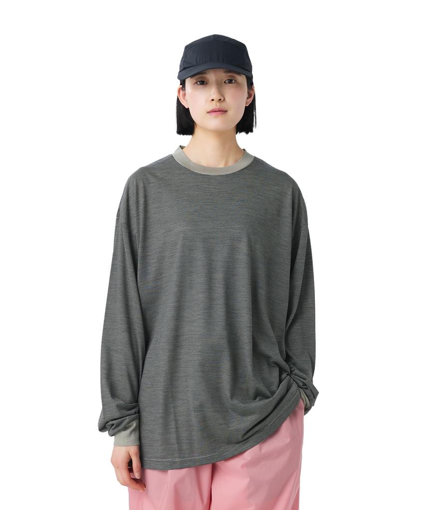 Snow Peak Summer Wool Stripe Long Sleeve T-Shirt CS-26SU006, Men's/Women's, GREIGE, M