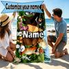 Custom Name Personalized Masha and The Bear Print Beach Towel, for Trip Camping Beach Party Home Decor, Birthday Gift for Family & Friends