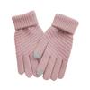 Knitted Touch Screen Gloves Solid Color Stretchy Warm Gloves with Ribbed Cuffs Unisex Thickened Winter Knit Gloves