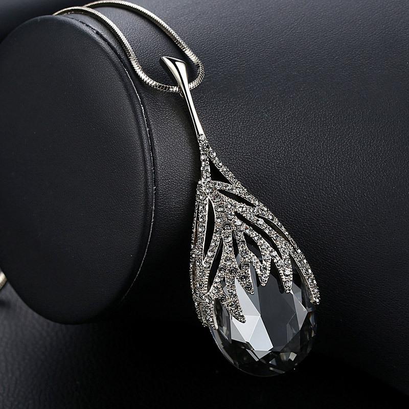 Geometrische Wintermode Lange Halsketten Geschenke Wassertropfenförmiger Schmuck Elegante Pullover Kette Anhänger Halskette Vintage Femme Lange Kette Zubehör