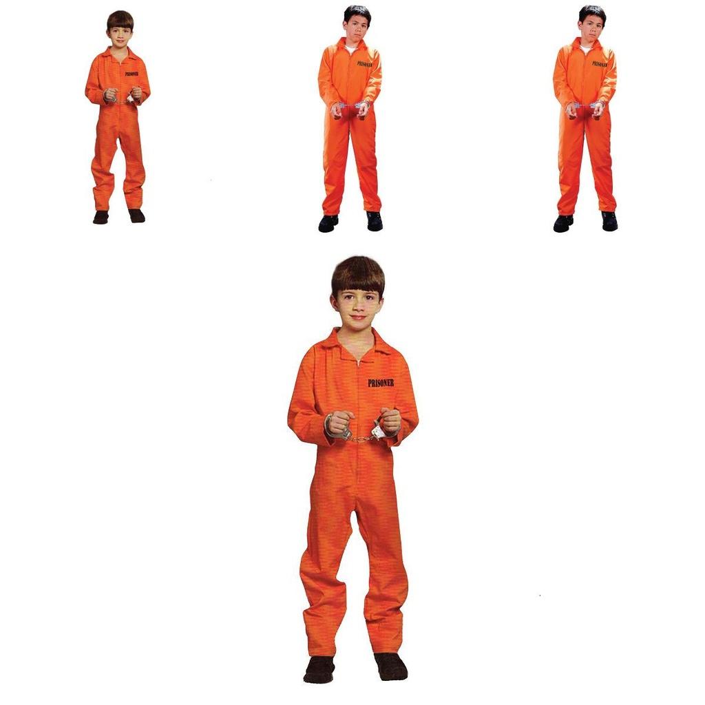 Oranges Halloween-Kostüm für Kinder mit stilvollem Gefangenen-Druckdesign, ideal für Bühnenauftritte
