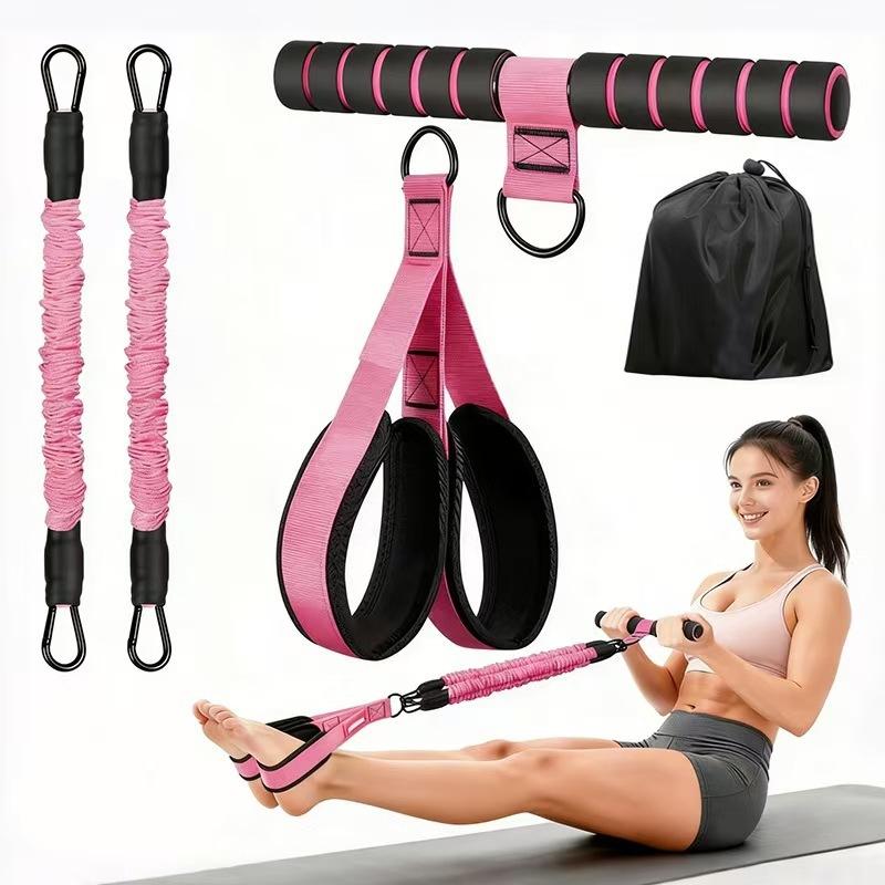 Pedal Resistance Band with Handle, 2 Resistance Tubes, 30+40 Lbs Adjustable