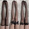 1 Double Black White Sexy Overknee Long Socks Gothic Punk Lace Mesh Leggings Socks Sweet Lolita Bowknot Thigh High Fishnet Stockings