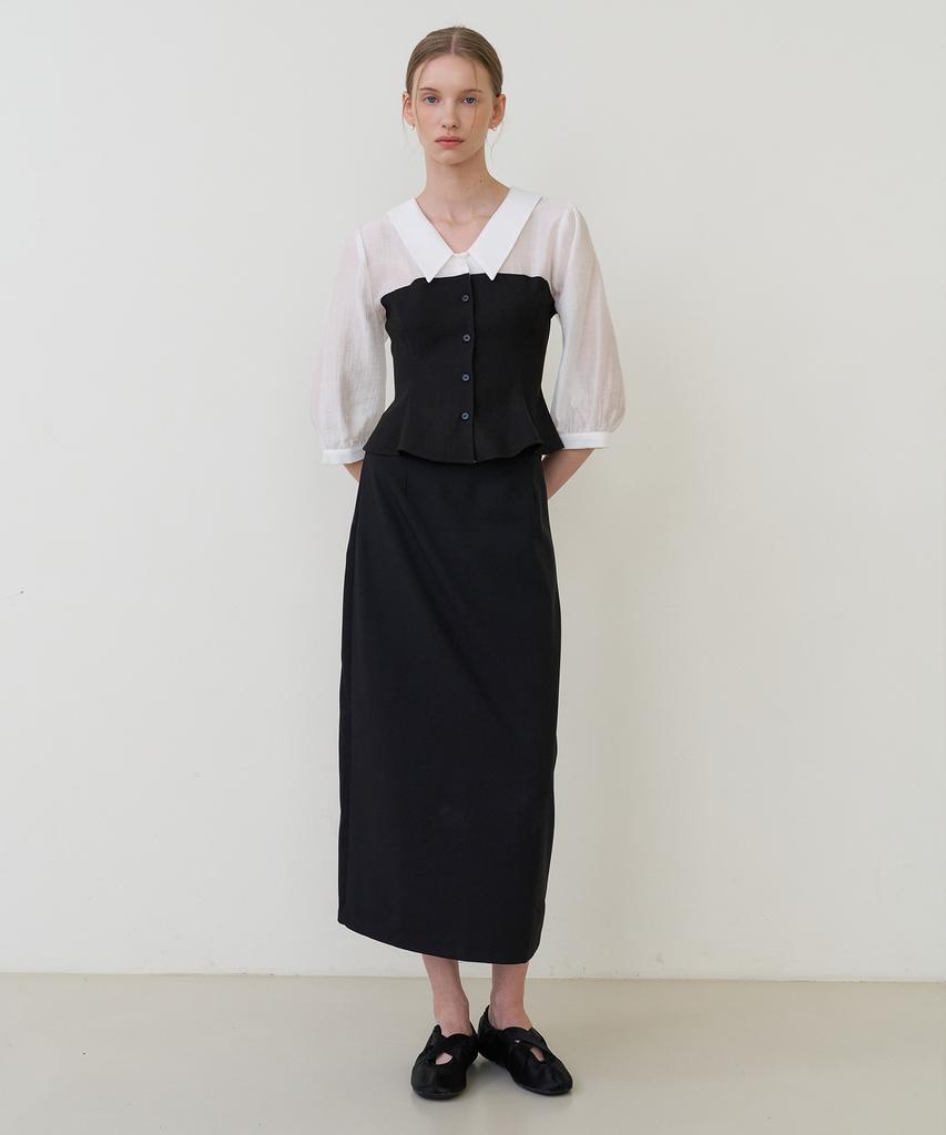 Bye Bye Seop Back Slit Skirt Black [T61]